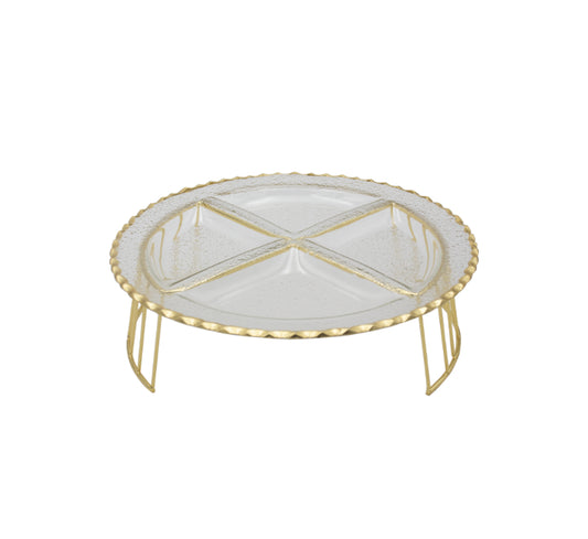 4 Division Glass Snack Serving Stand