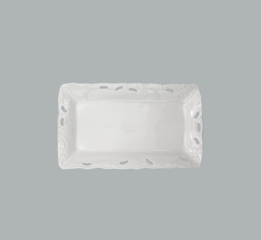 Ceramic Rectangular Lace Edge Serving Platter