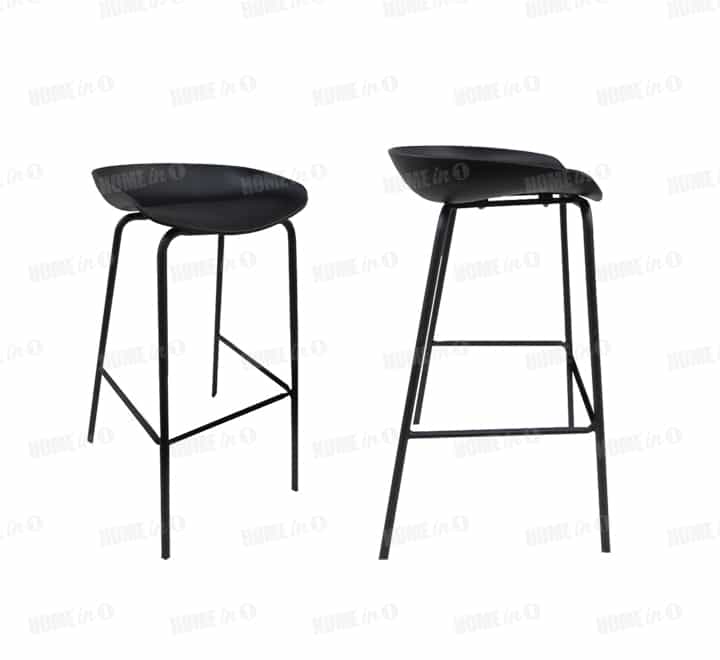 Blake Bar Chair with Metal Legs - Black