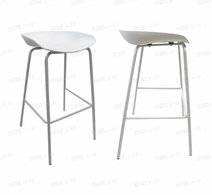Blake Bar Chair with Metal Legs - White
