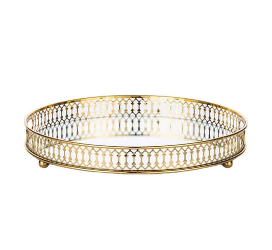 Round Gold Mirror Tray
