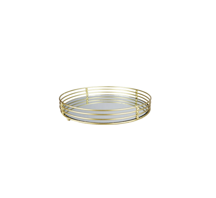 Round Gold Mirror Tray
