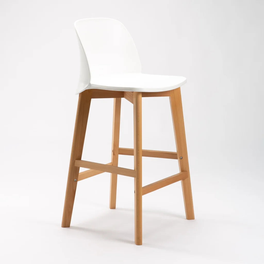 Chartreuse Wooden Leg Kitchen Stool - White