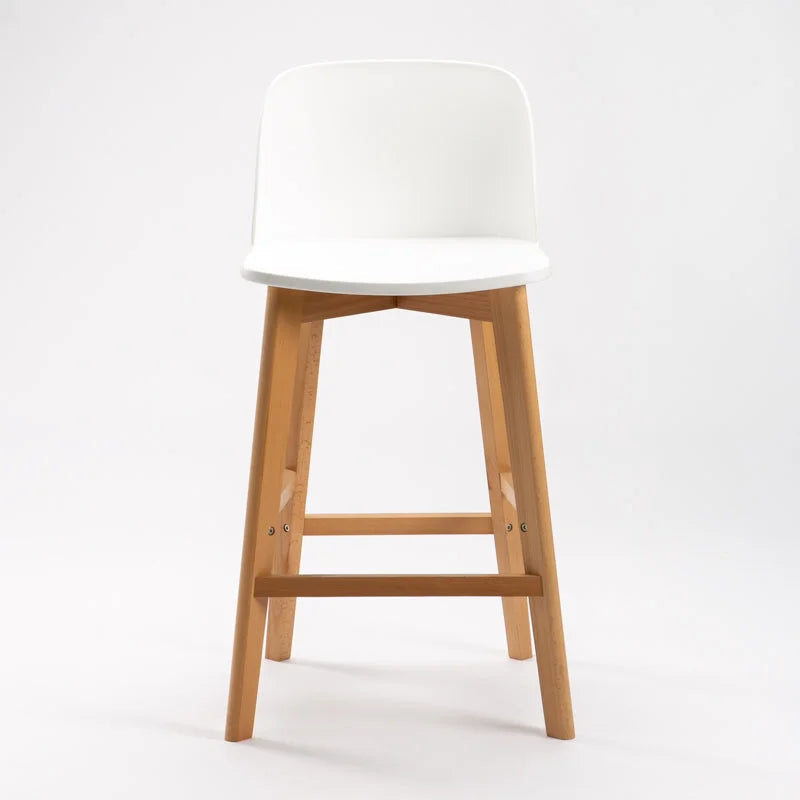 Chartreuse Wooden Leg Kitchen Stool - White