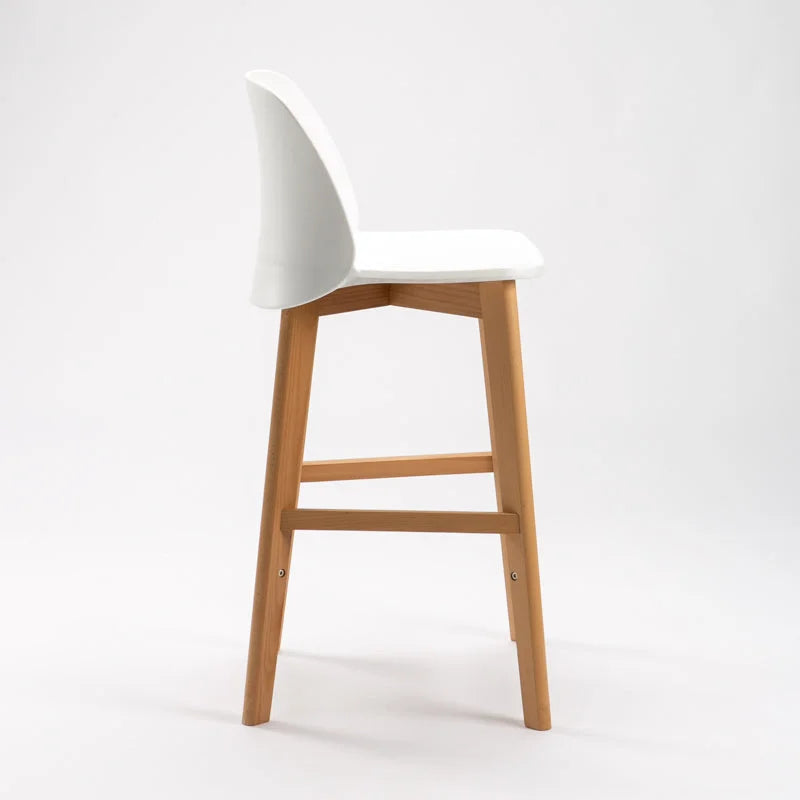 Chartreuse Wooden Leg Kitchen Stool - White