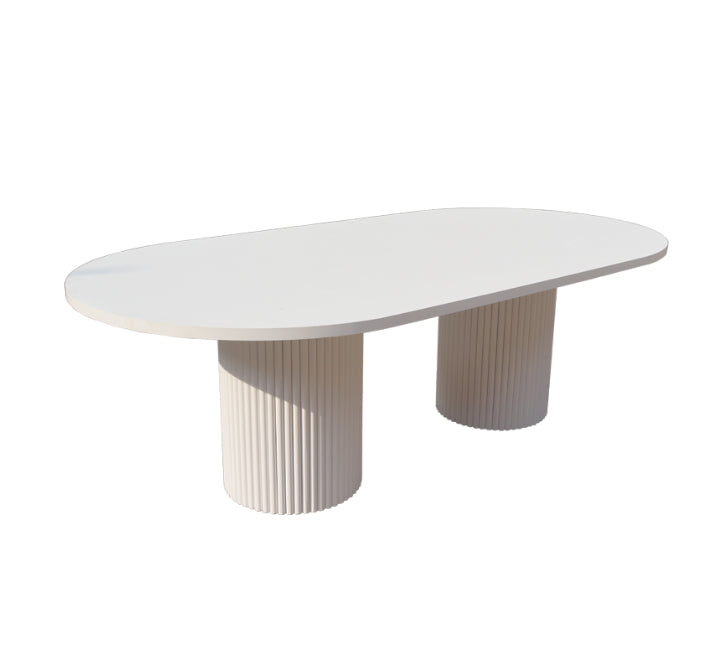White Ripple Pillar Table 2.4m