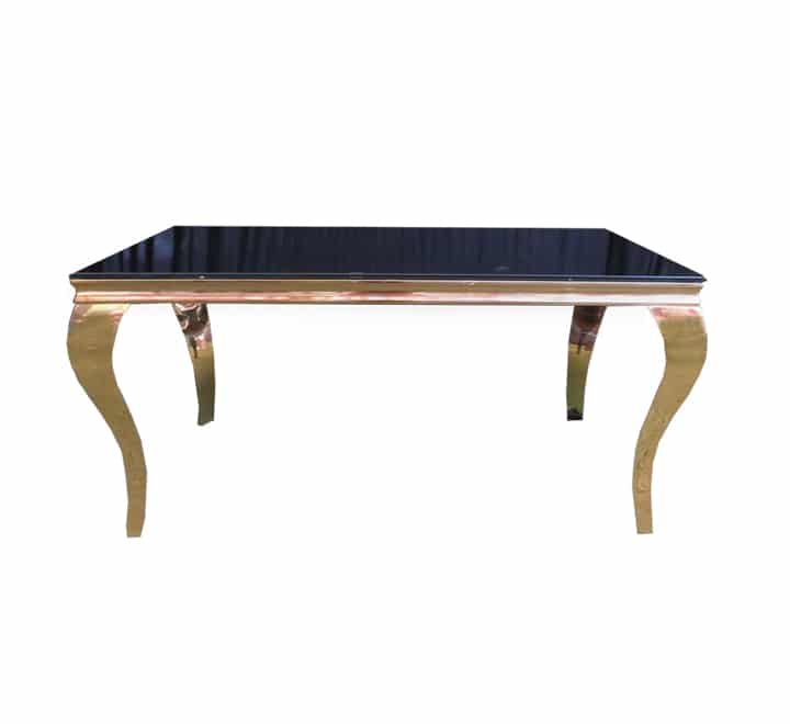 Black Reflective Top Glass Dining Table 1.5m