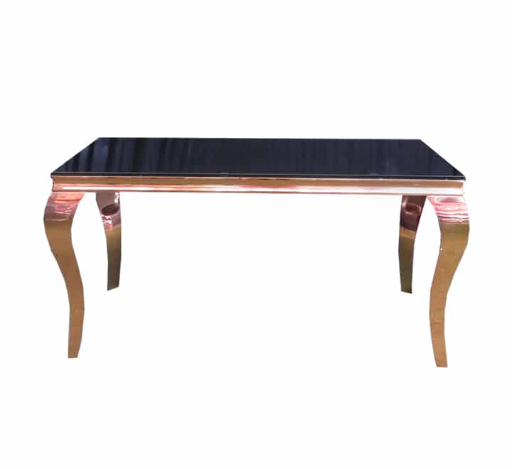 Black Reflective Top Glass Dining Table 1.5m