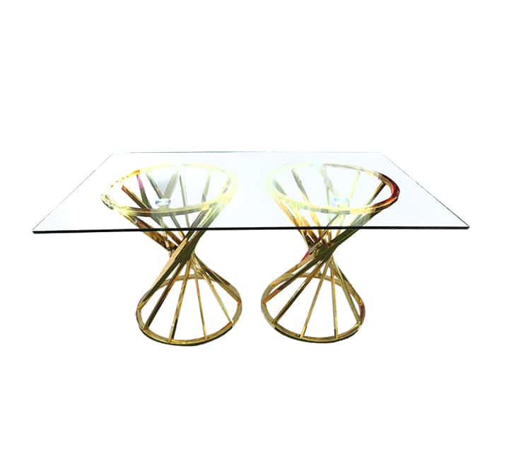 Glass Dining Table With Gold Frame