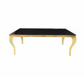Black reflective top glass table with gold frame(200x90cm)