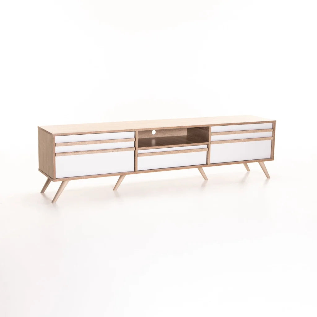 Delicata 180cm 2 Door 1 Drawer TV Unit - Light Oak