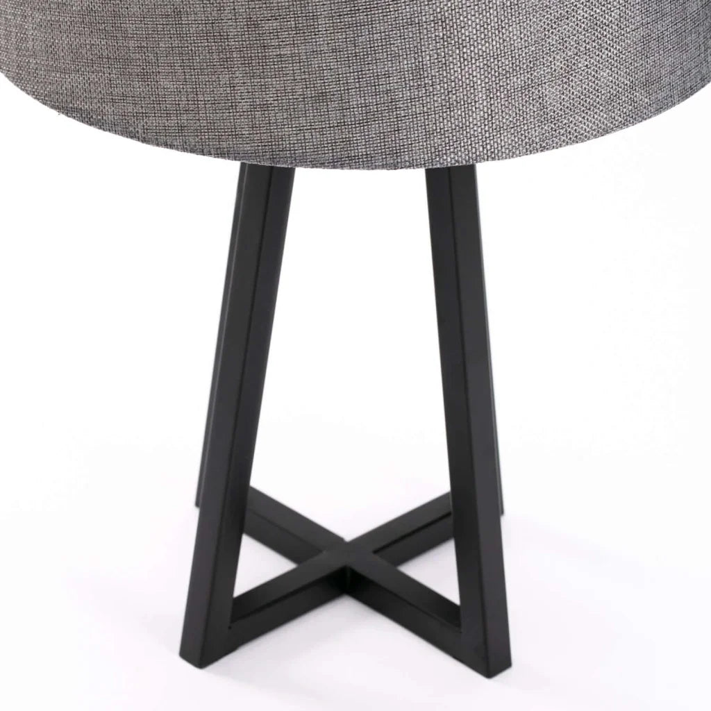 Gael  Black Metal Base - Grey Fabric Shade