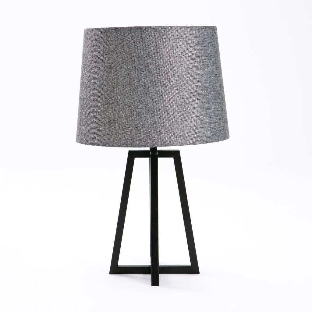 Gael  Black Metal Base - Grey Fabric Shade