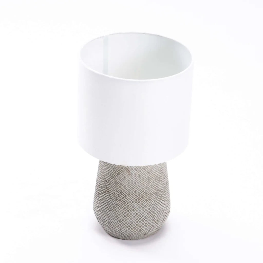 Giovanni Crossed Ceramic Base - Cream Fabric Shade
