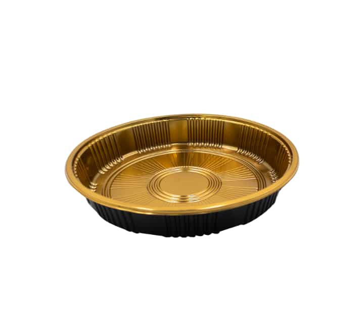 Disposable Round Cake Box Gold with Clear Lid