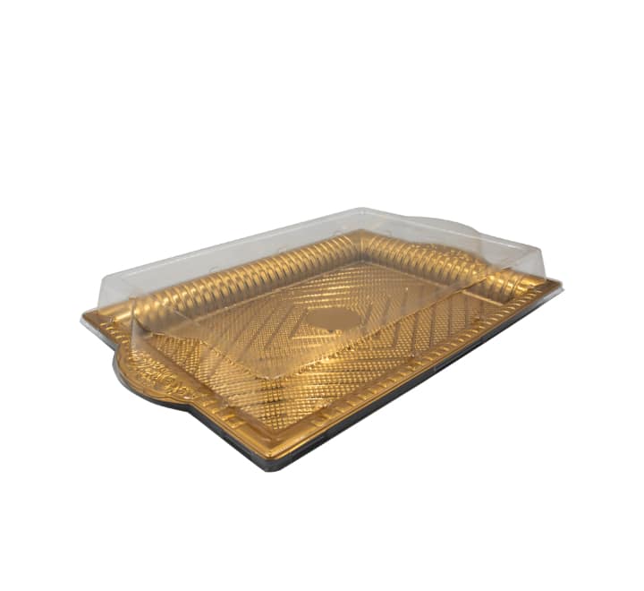 Disposable Serving Platter Gold with Clear Lid