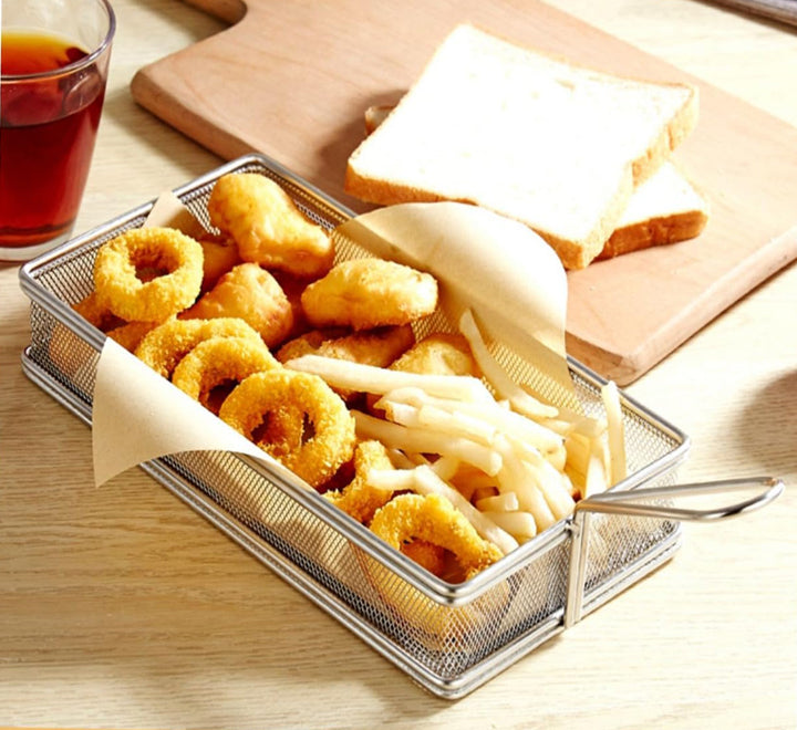Rectangular Silver Chip Basket