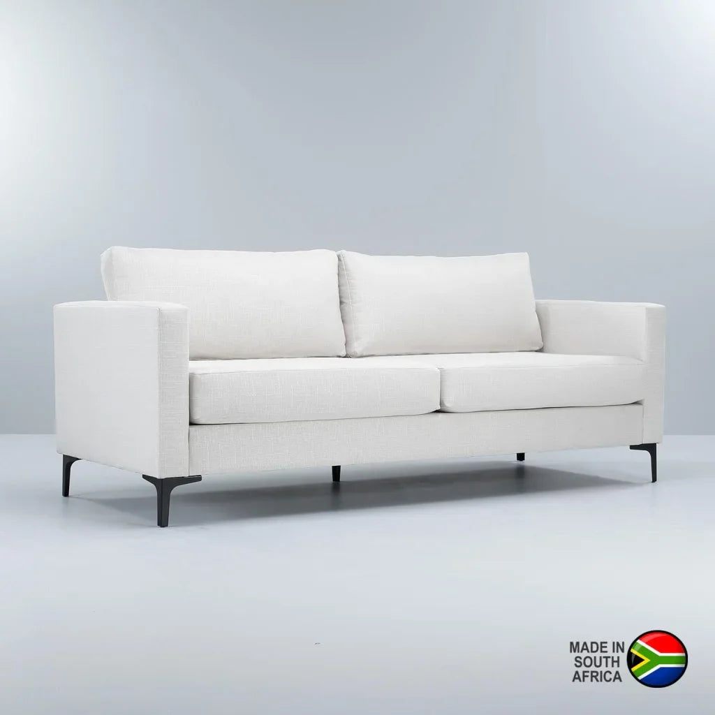 Haben Fabric 3 Seater Couch - Cream/Black Leg