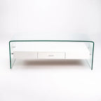 Hooch Glass Coffee Table With Drawer - White