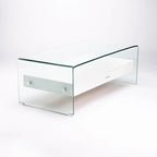 Hooch Glass Coffee Table With Drawer - White