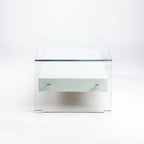 Hooch Glass Coffee Table With Drawer - White
