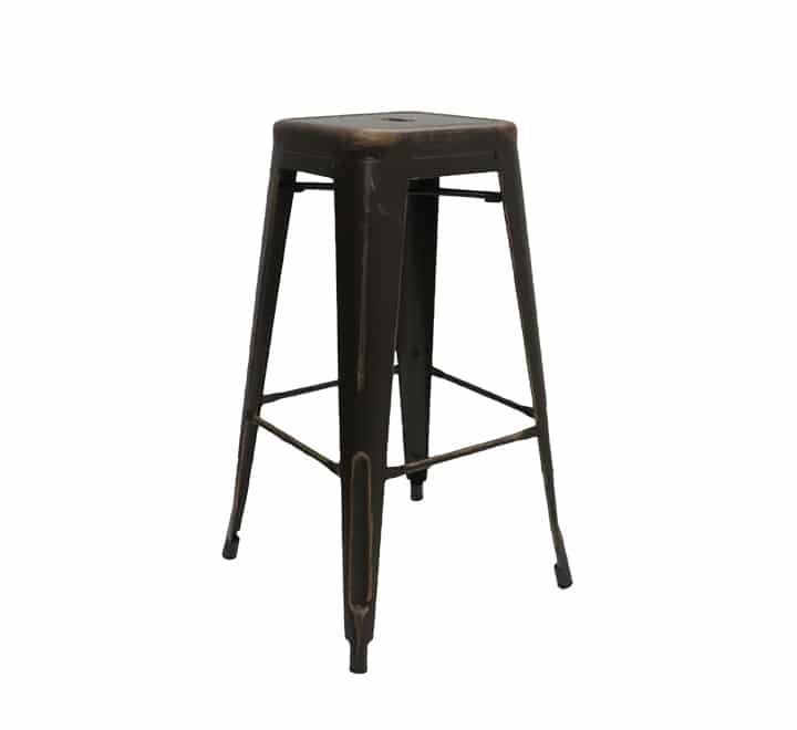 Tolix Bar Chair Brush Finish Without Back - Brown/Brush Gold