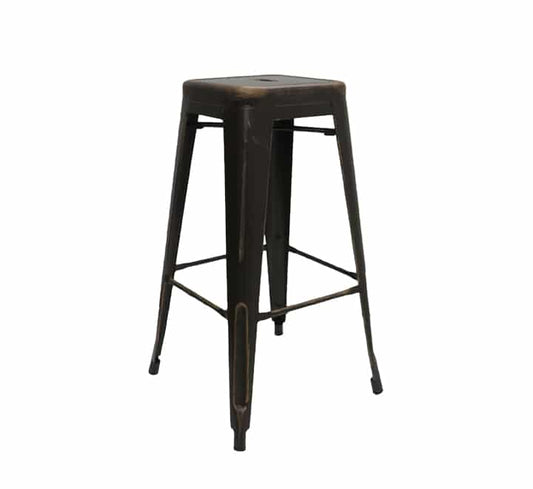 Tolix Bar Chair Brush Finish Without Back - Brown/Brush Gold