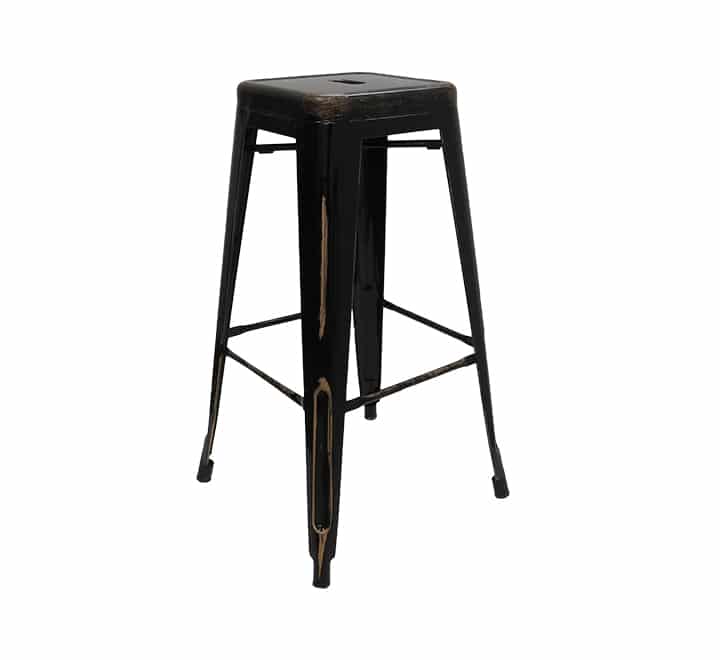 Tolix Bar Chair Brush Finish Without Back - Black/Brush Gold