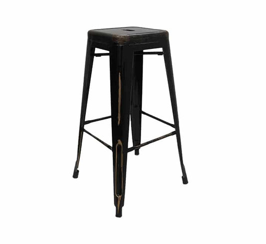 Tolix Bar Chair Brush Finish Without Back - Black/Brush Gold
