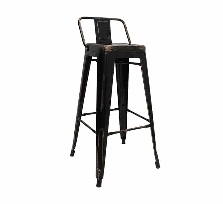 Replica Low Back Tolix Bar Chair - Black/ Brush Gold