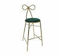 Metal Leg Bar Chair With Velvet Cushion - Green