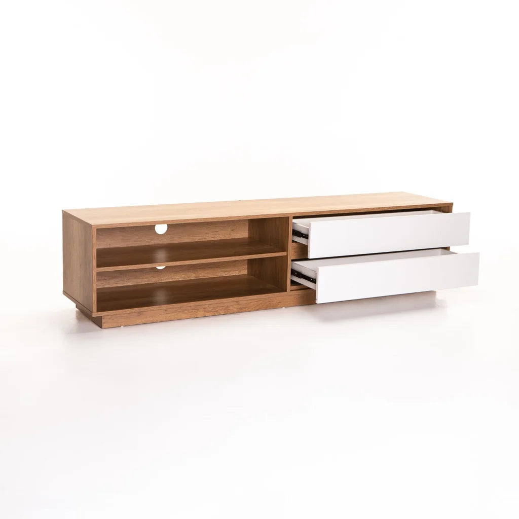 Jicama 180cm  2 Drawer TV Unit - Wild Oak / White