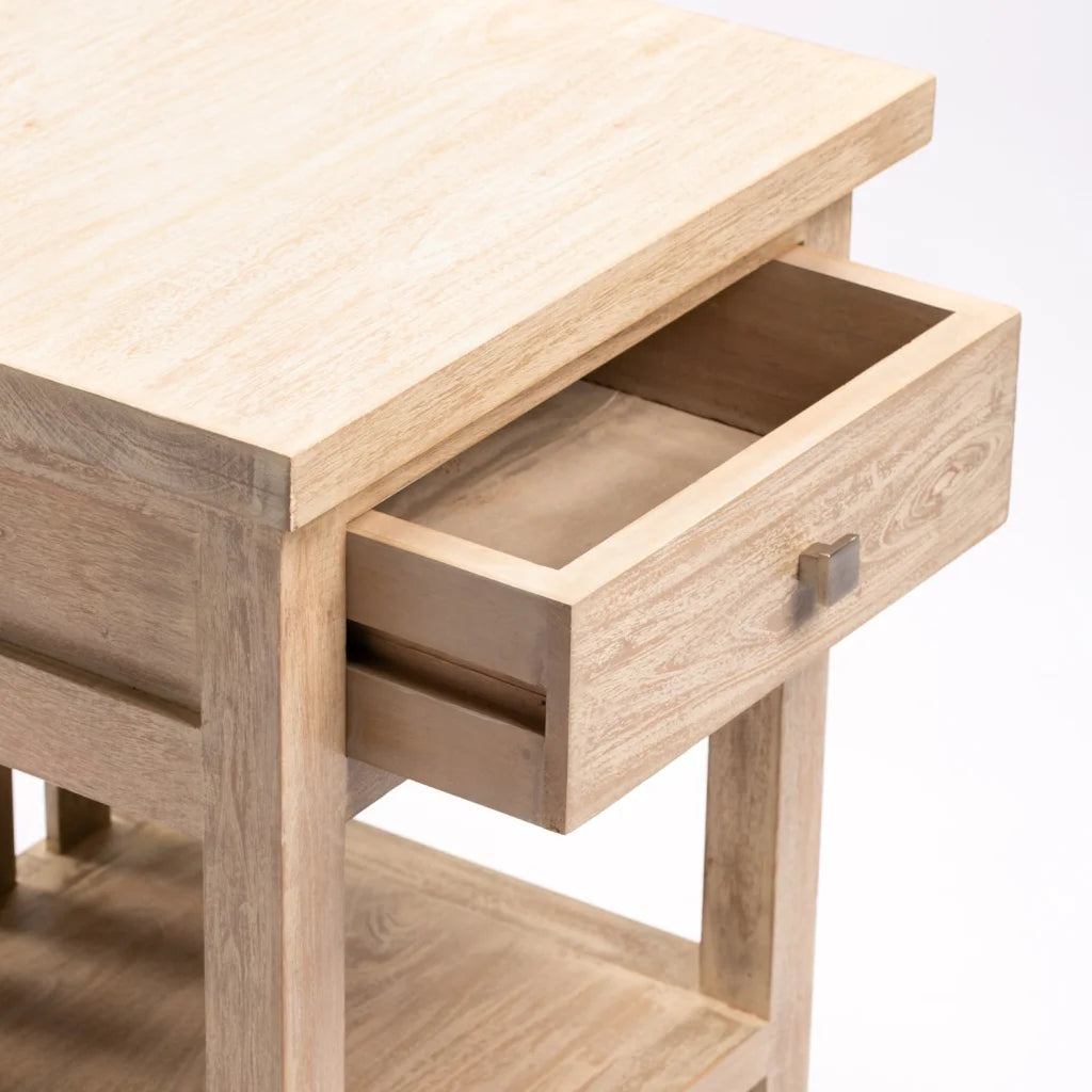 Juniper Whitewash 1 Drawer Pedestal