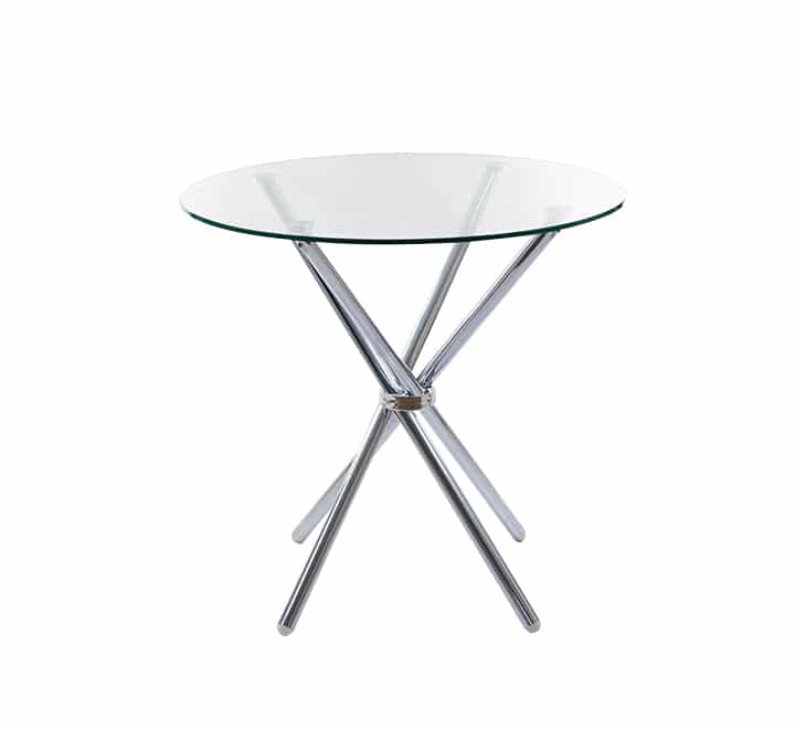 Glass round cafe table metal legs