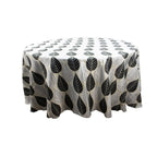 Round Table Cloth Silver/Black Leaves