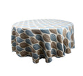 Round Table Cloth Blue/Brown Leaves