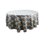 Round Table Cloth Blue/Brown Leaves