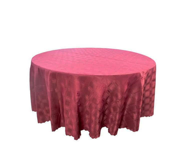 Round Table Cloth Block Pattern Maroon