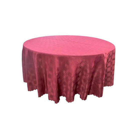 Round Table Cloth Block Pattern Maroon