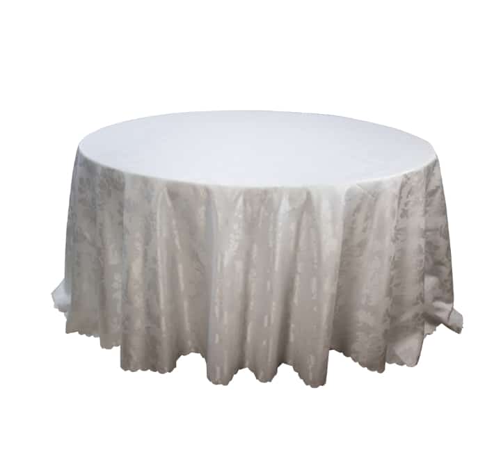 Round Table Cloth Flower Pattern White