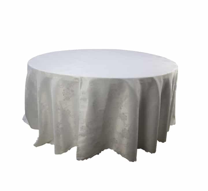 Round Table Cloth Rose Flower Pattern White