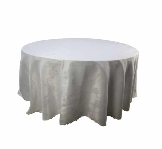 Round Table Cloth Rose Flower Pattern White