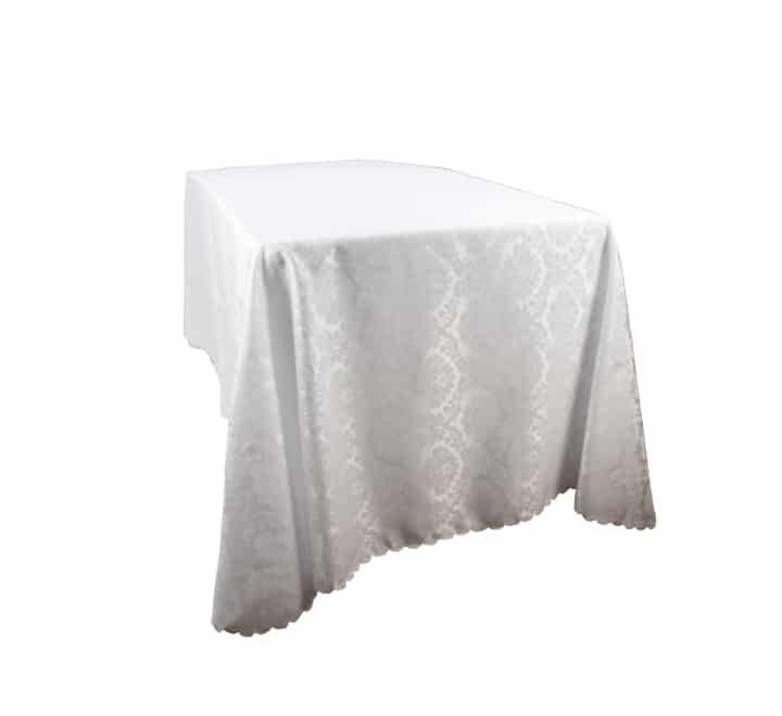 Rectangular Table Cloth Flower Pattern White