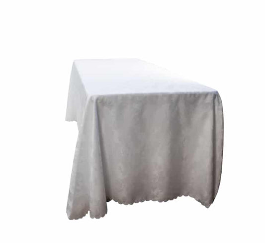Rectangular Table Cloth Rose Pattern White
