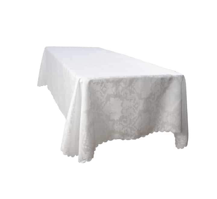 White Rect Table Cloth Flower Design 250x160cm