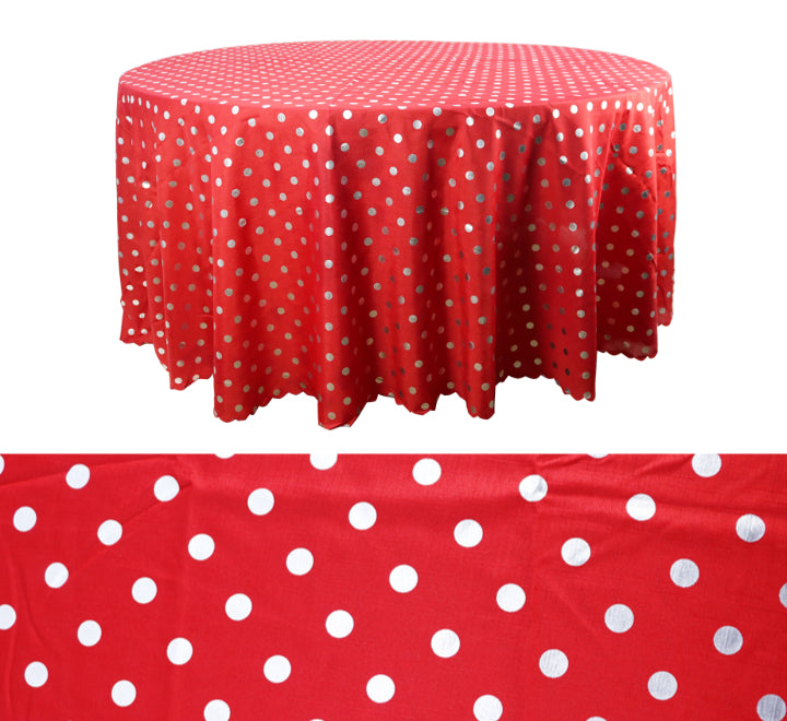 Round Table Cloth Silver Dots Pattern