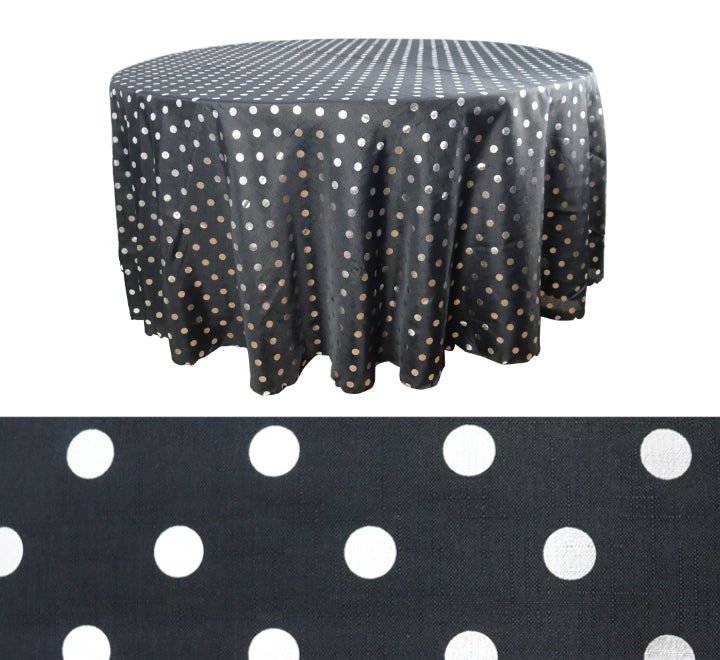 Round Table Cloth Silver Dots Pattern