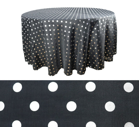 Round Table Cloth Silver Dots Pattern