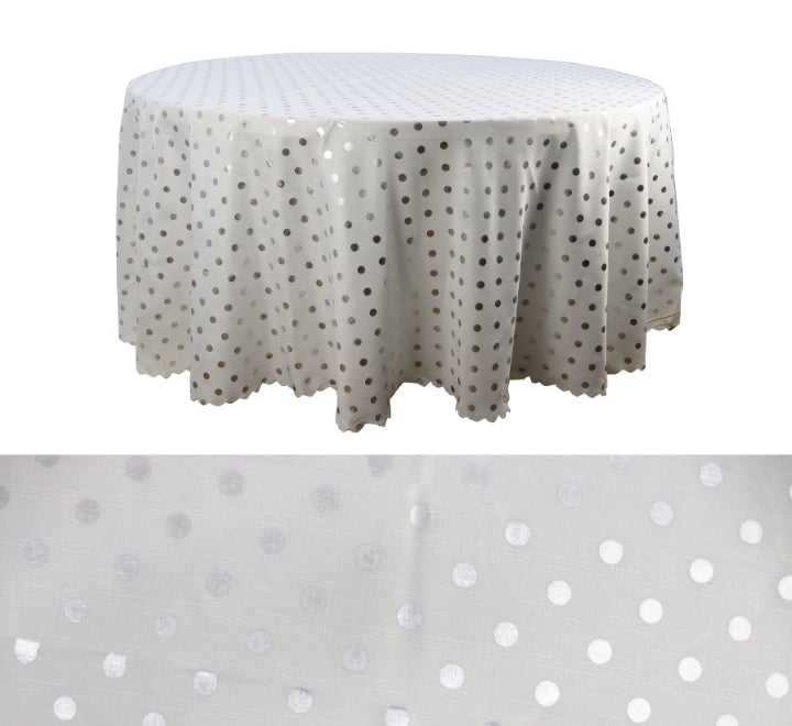 Round Table Cloth Silver Dots Pattern