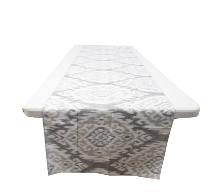 Geometric Table Runner Grey/White
